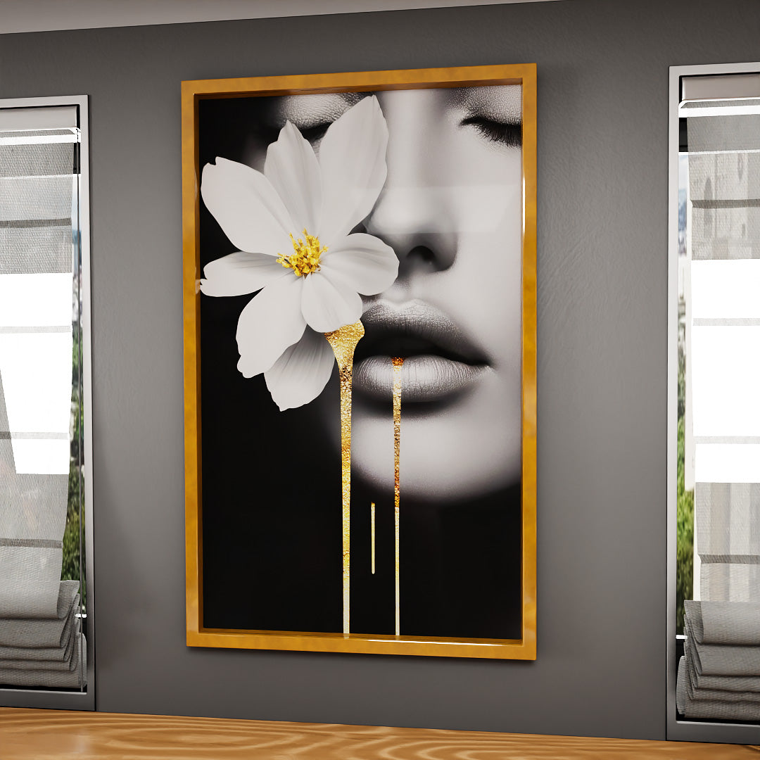 Woman and Flower Black and White V2335 Canvas
