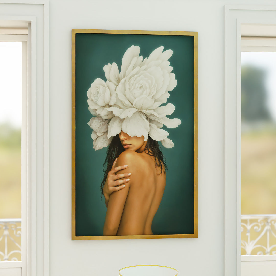 Woman and White Flowers V2461 Canvas