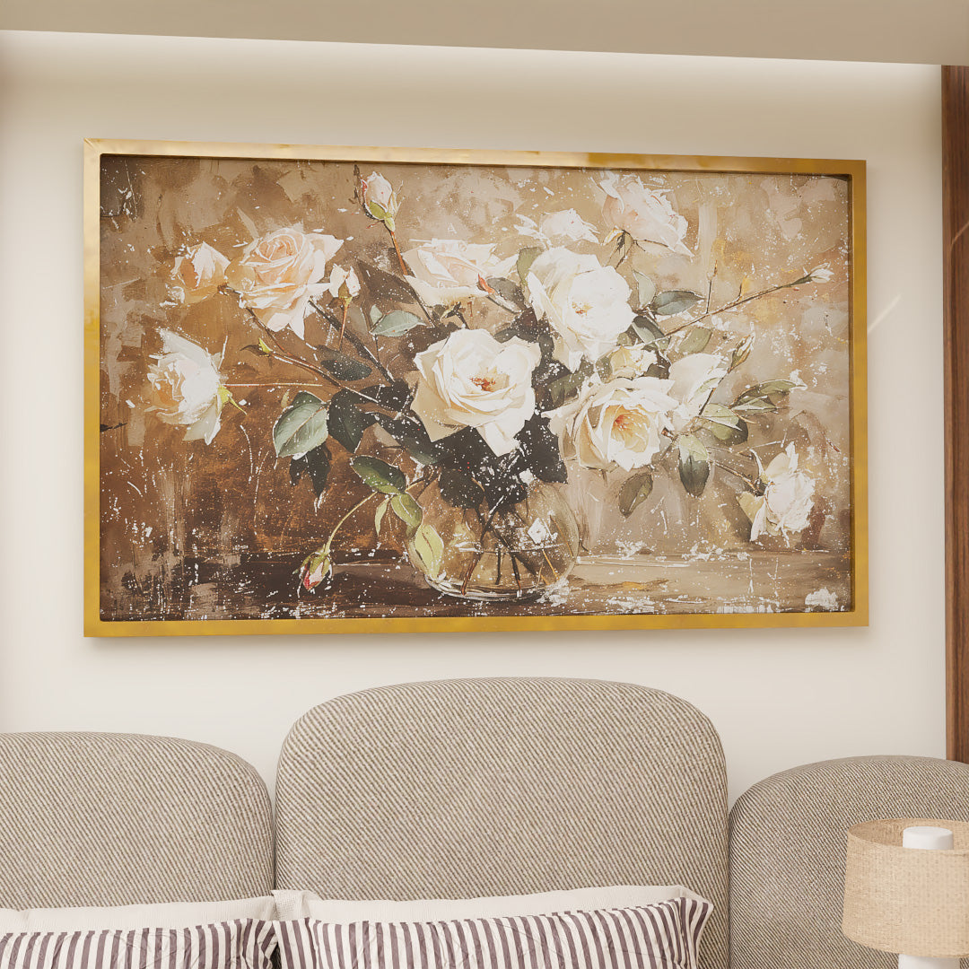 Painting of White Roses V2489 Canvas