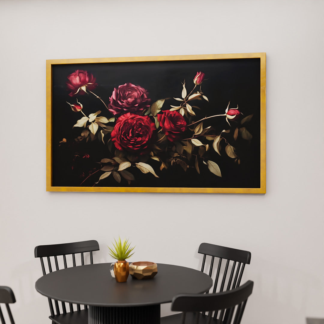 Painting of Roses on Dark Background V2487 Canvas
