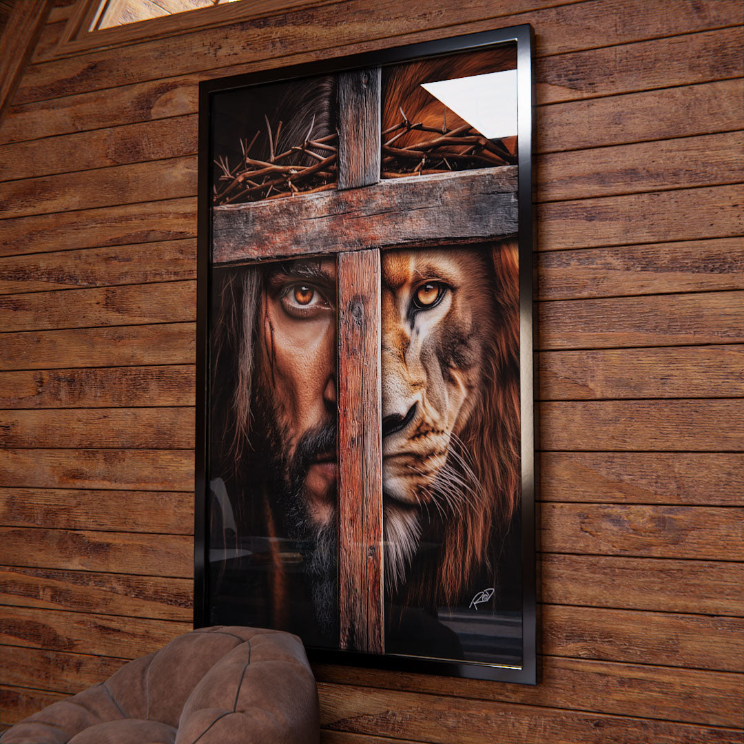 Decorative Canvas Face of Jesus and Lion on the Cross V2169