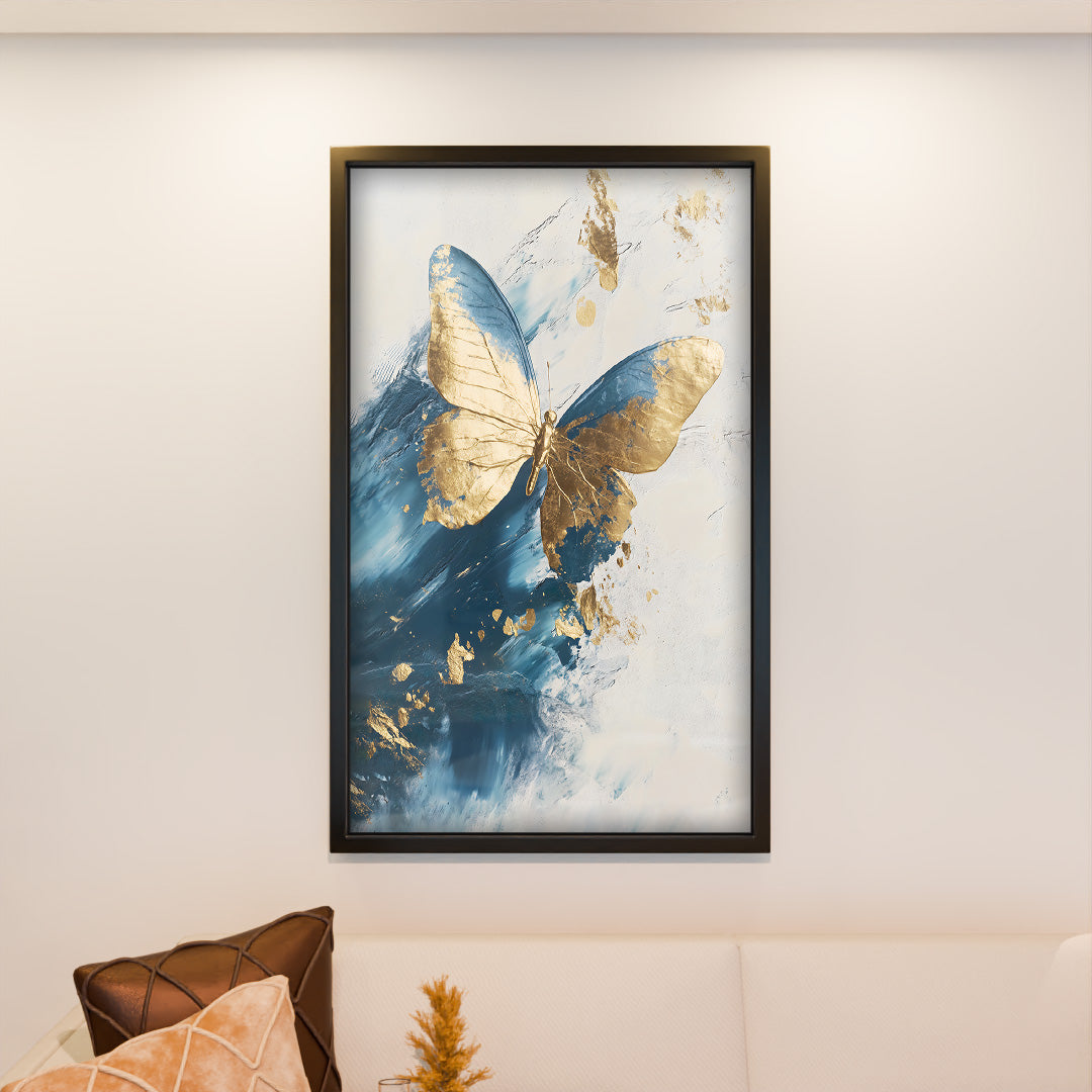 Gold and Blue Butterfly V2324 Canvas
