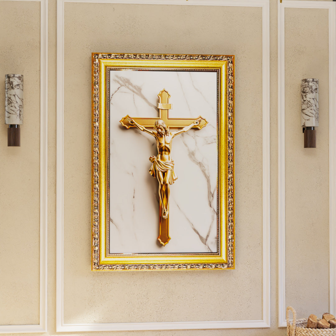 Christ’s Cross on Marble Canvas