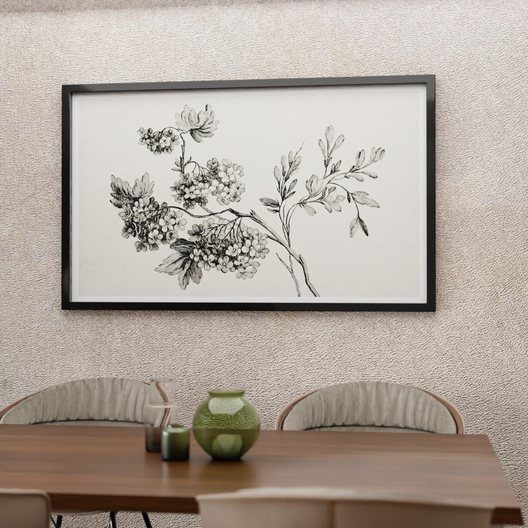 Black and White Floral Drawing V2502 Canvas