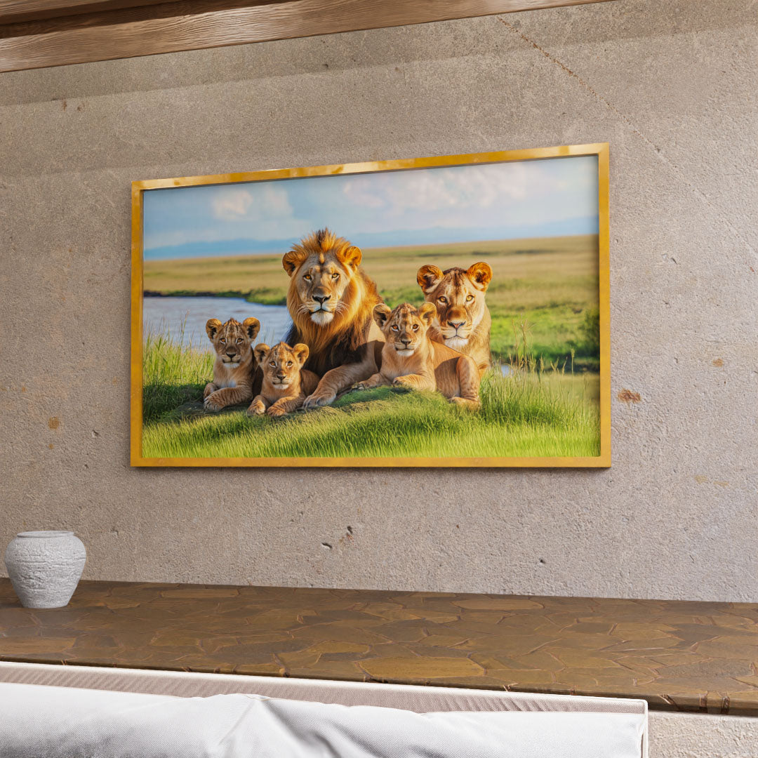 Decorative Canvas Lion with Family V2157