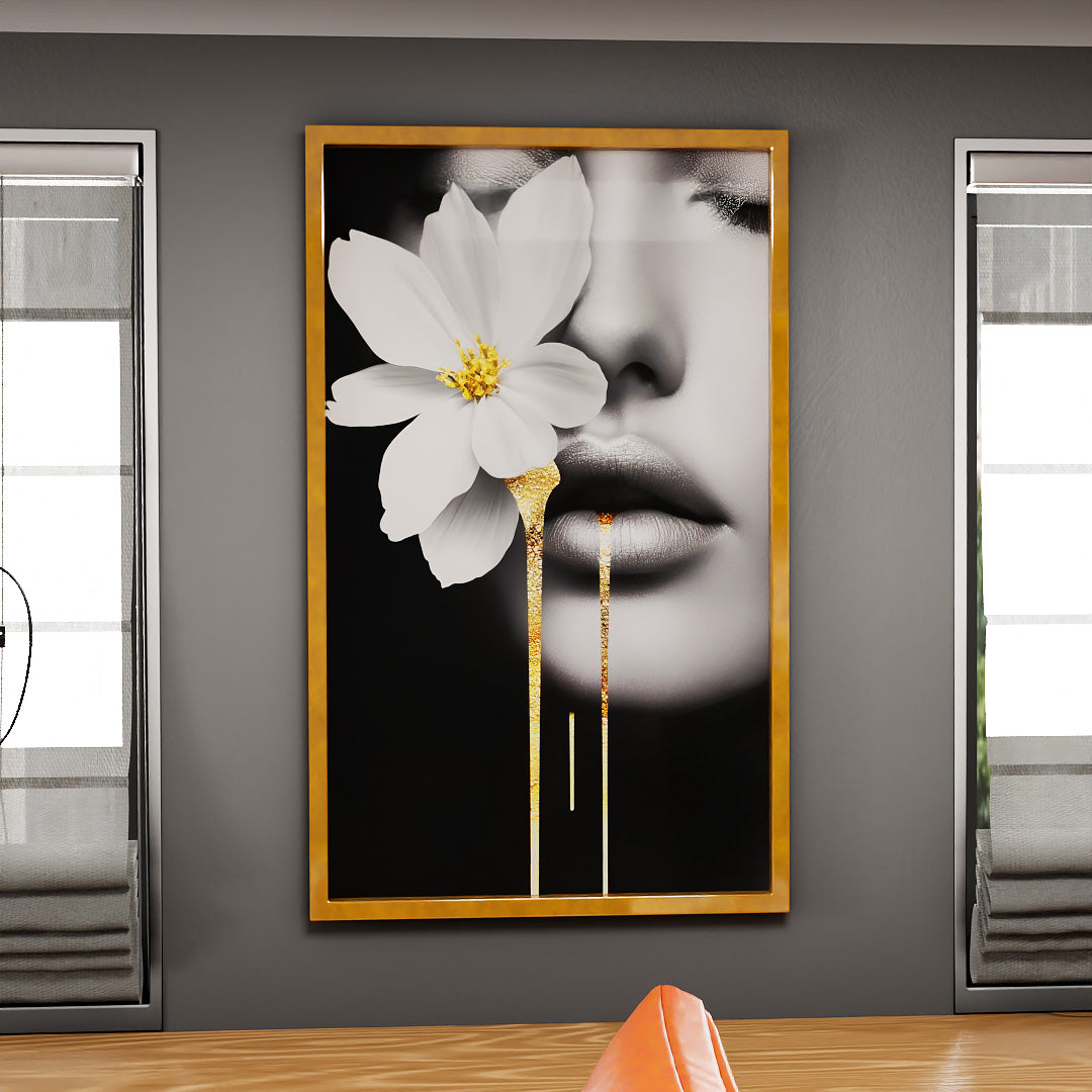 Woman and Flower Black and White V2335 Canvas