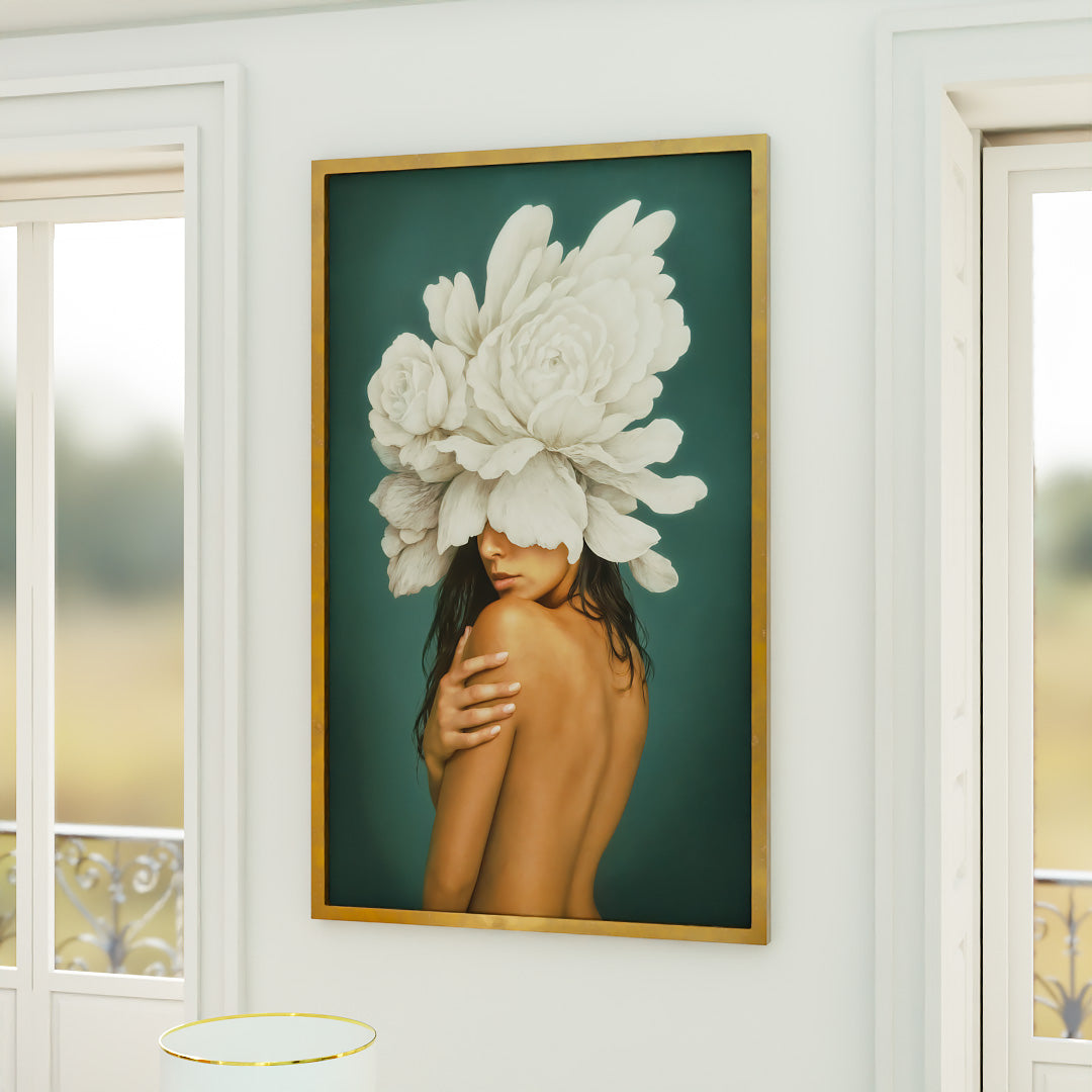 Woman and White Flowers V2461 Canvas