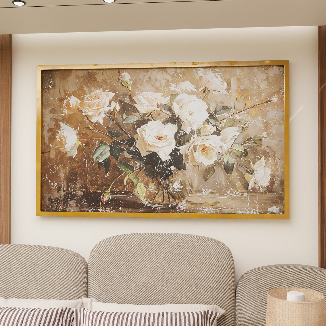 Painting of White Roses V2489 Canvas