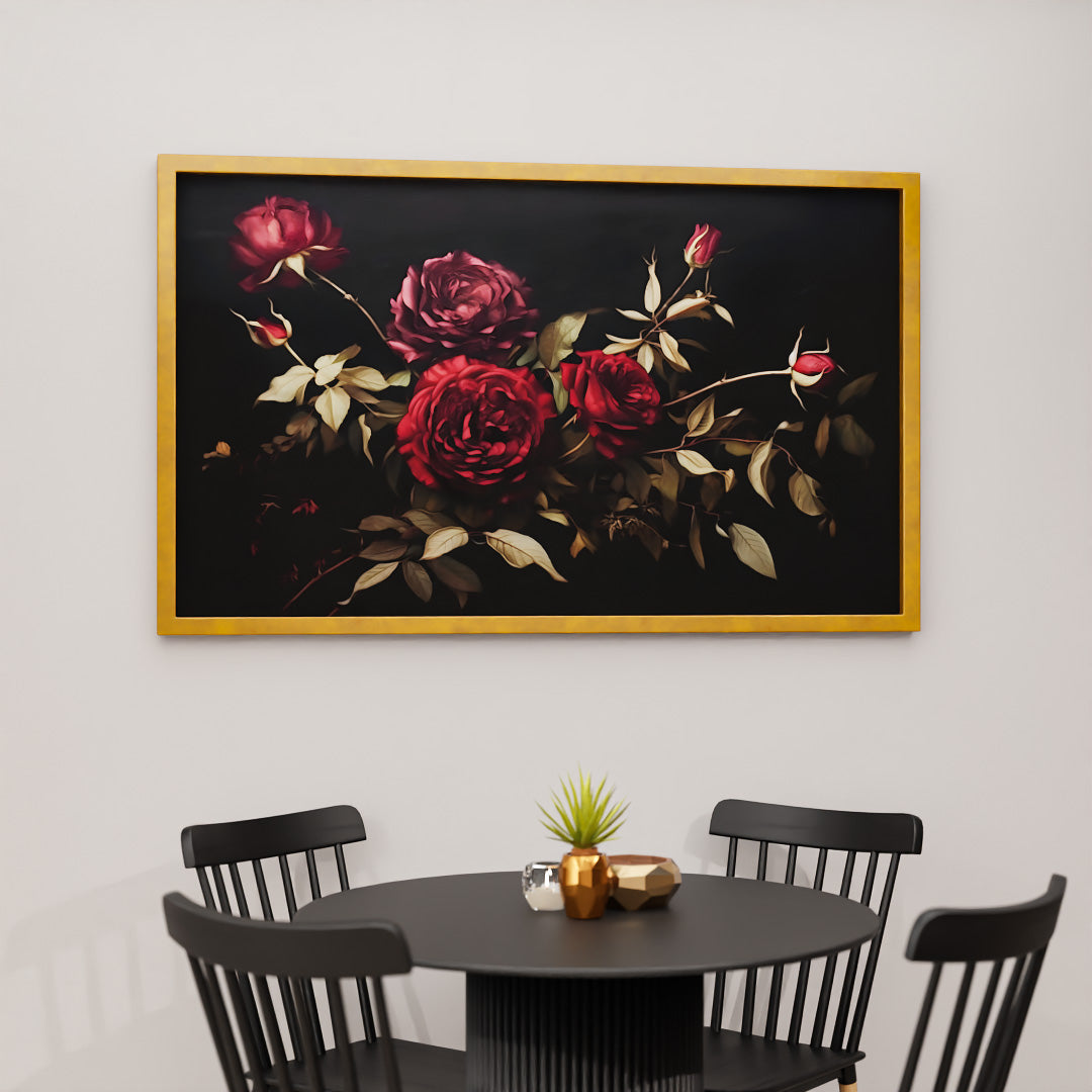 Painting of Roses on Dark Background V2487 Canvas