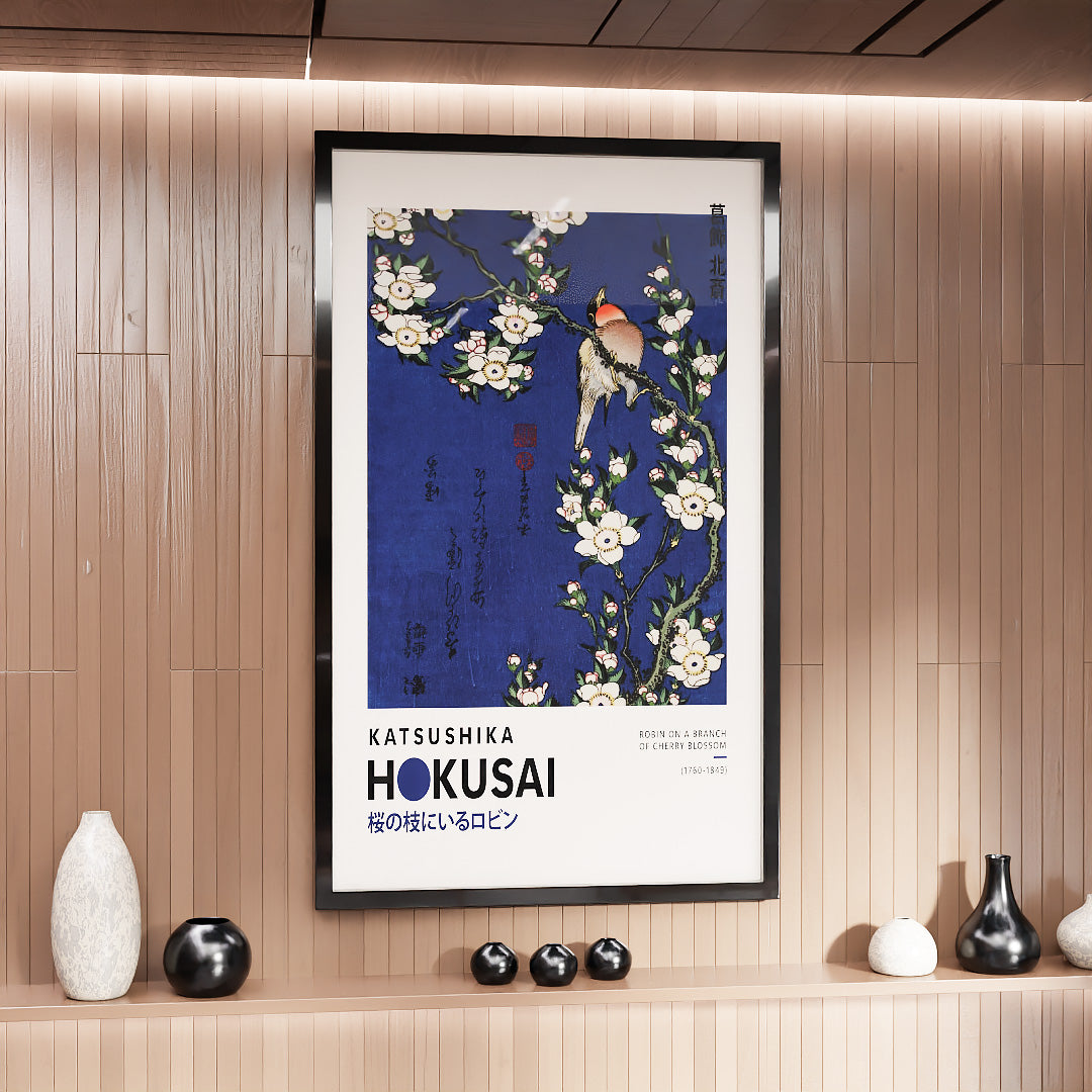 Katsushika Hokusai Robin On A Branch Of Cherry Blossom V2394 Canvas