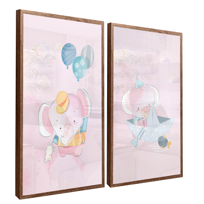 2 Pieces Baby Elephants Canvas V1475