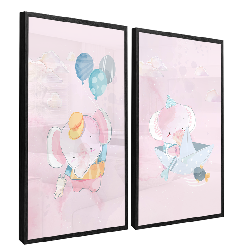 2 Pieces Baby Elephants Canvas V1475