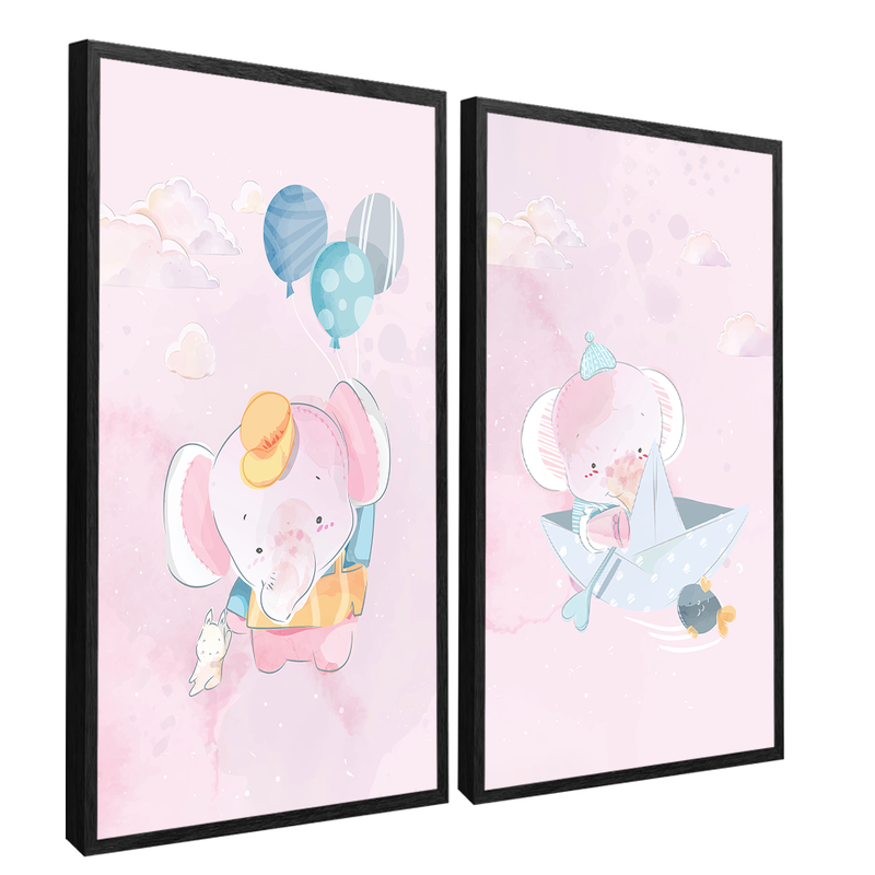 2 Pieces Baby Elephants Canvas V1475