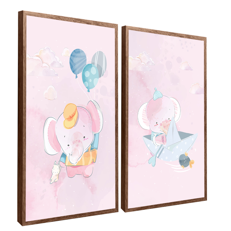 2 Pieces Baby Elephants Canvas V1475