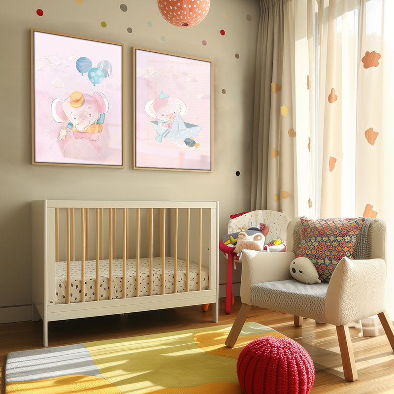 2 Pieces Baby Elephants Canvas V1475