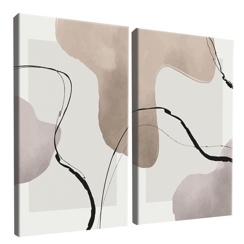 2 Pieces Abstract Lines Canvas V1386