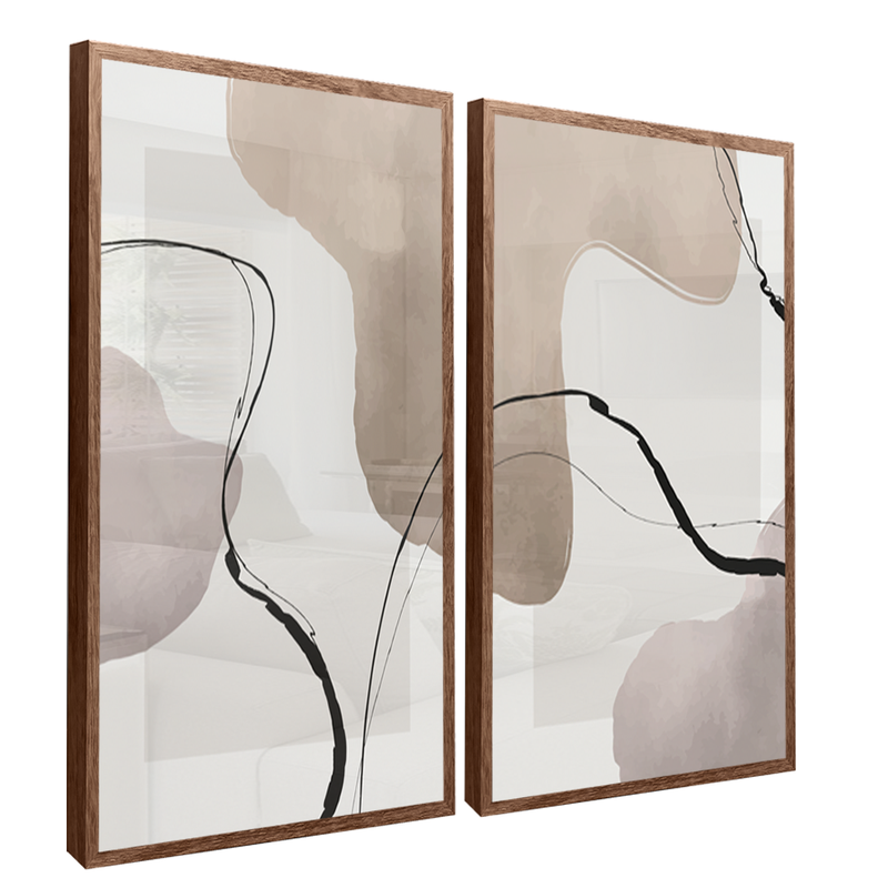 2 Pieces Abstract Lines Canvas V1386