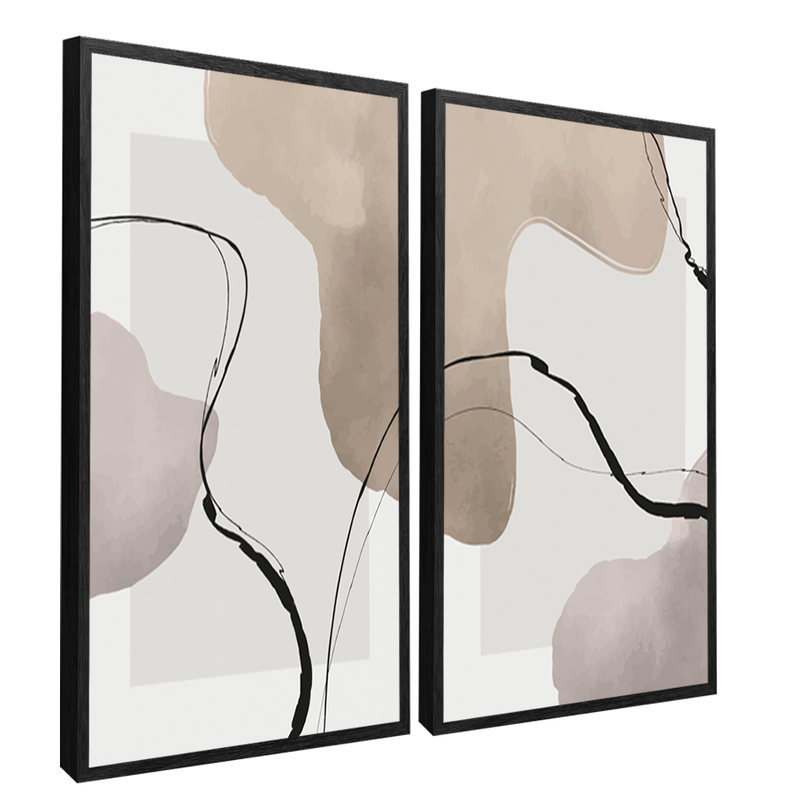 2 Pieces Abstract Lines Canvas V1386