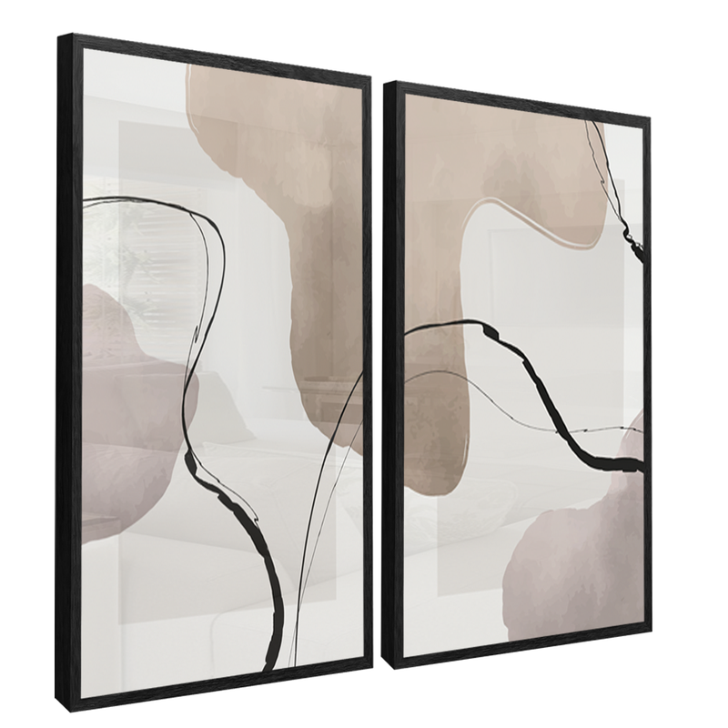 2 Pieces Abstract Lines Canvas V1386