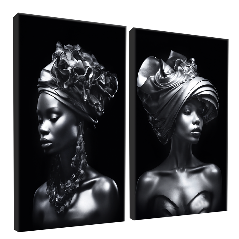 2 Pieces Black Women Canvas V1464