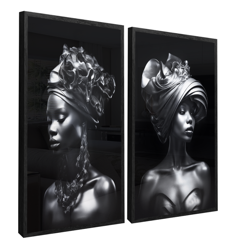 2 Pieces Black Women Canvas V1464