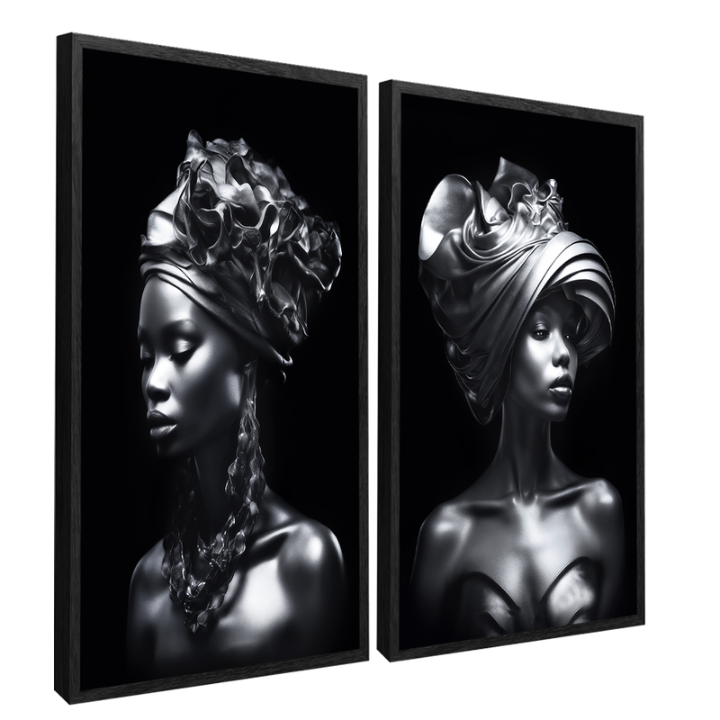 2 Pieces Black Women Canvas V1464