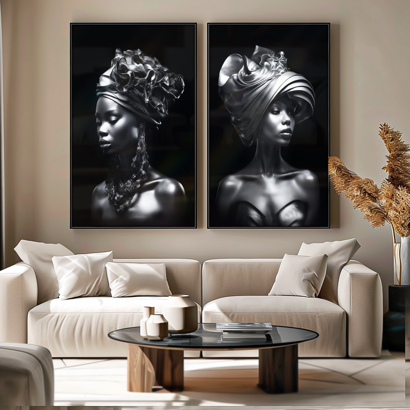 2 Pieces Black Women Canvas V1464