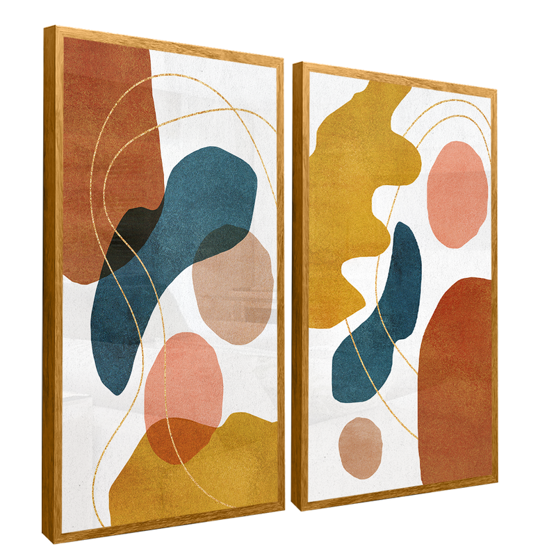 2 Pieces Colorful Abstract Shapes Canvas V1446