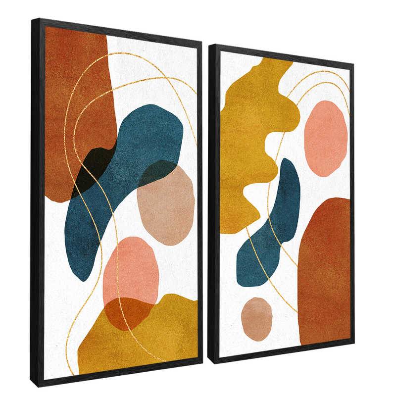 2 Pieces Colorful Abstract Shapes Canvas V1446