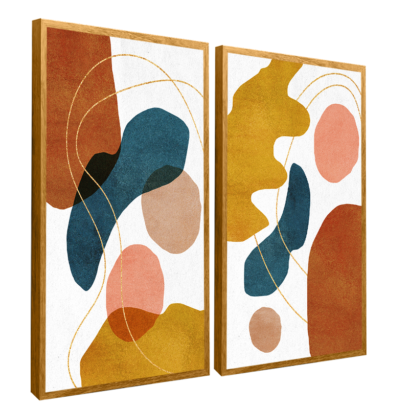 2 Pieces Colorful Abstract Shapes Canvas V1446