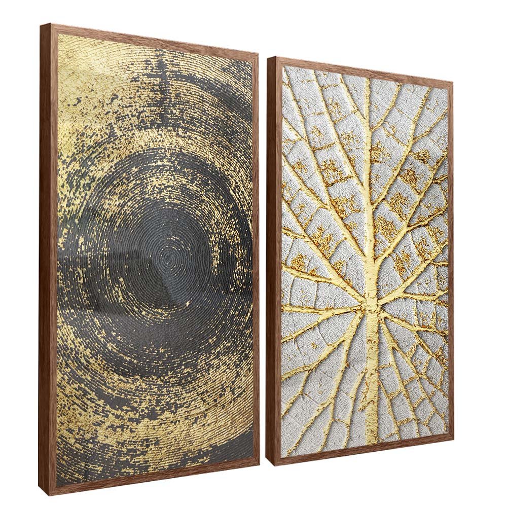 2 Pieces Forms in Gold Canvas