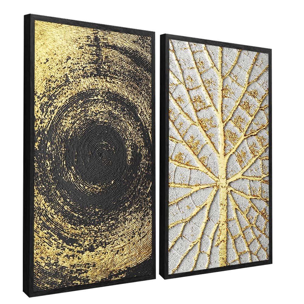 2 Pieces Forms in Gold Canvas