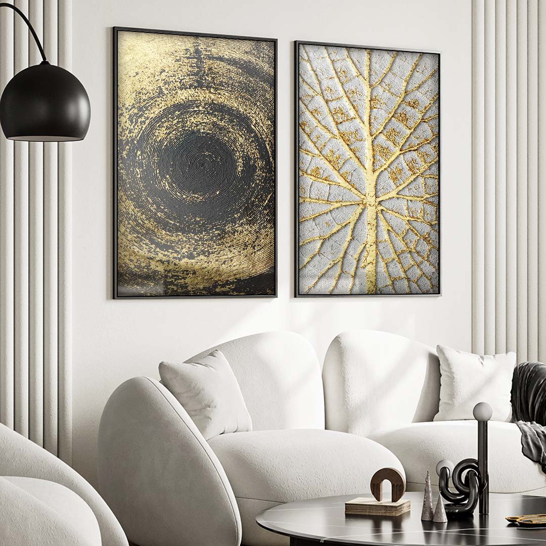 2 Pieces Forms in Gold Canvas