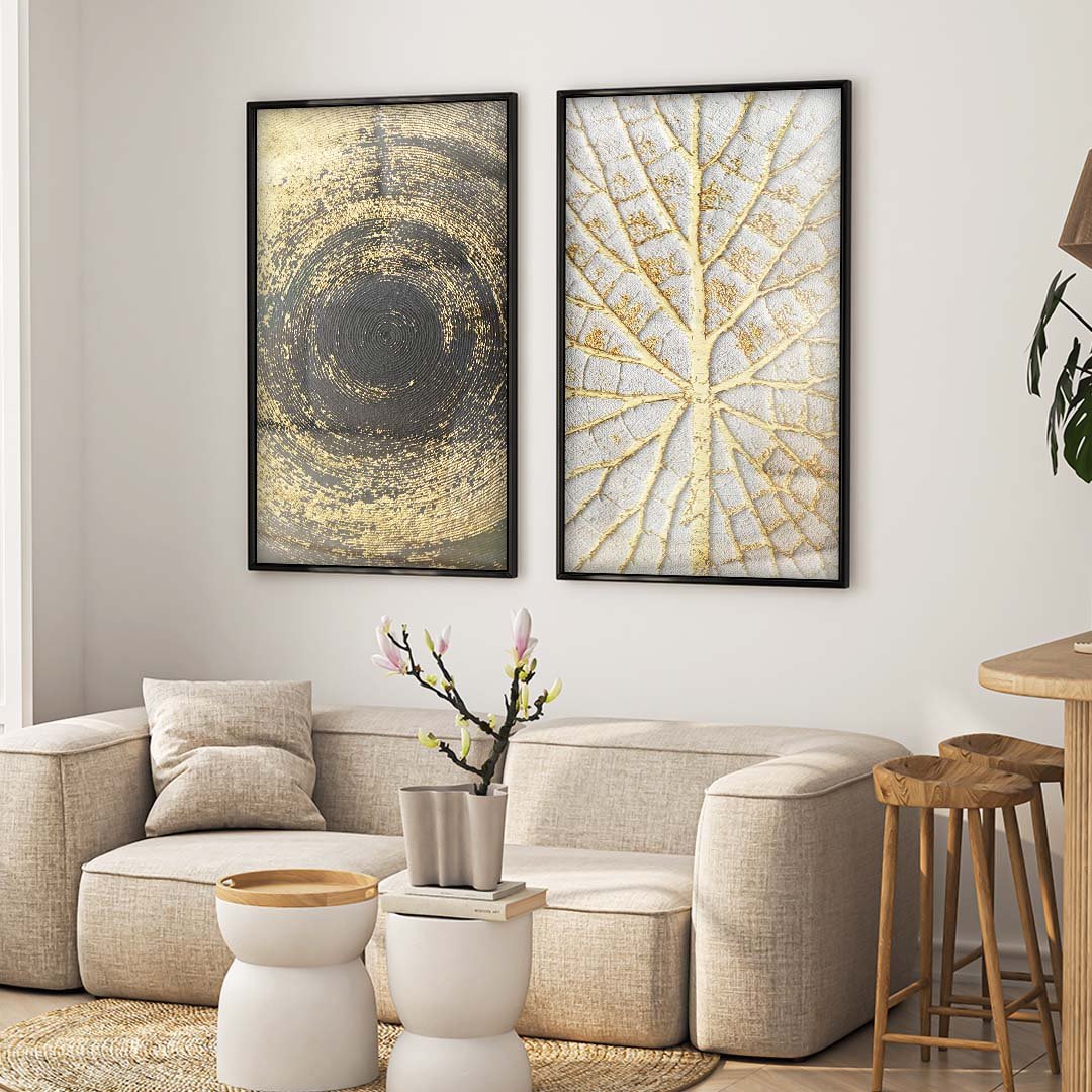 2 Pieces Forms in Gold Canvas