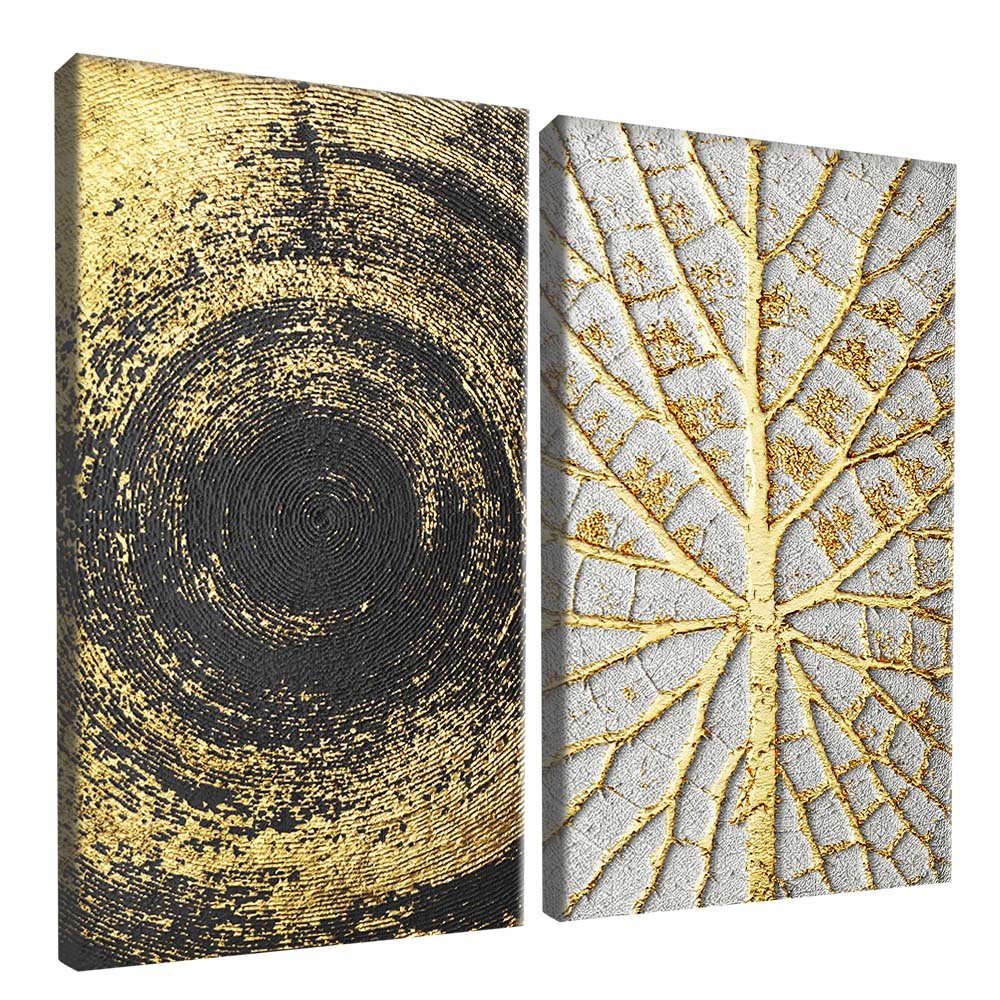 2 Pieces Forms in Gold Canvas