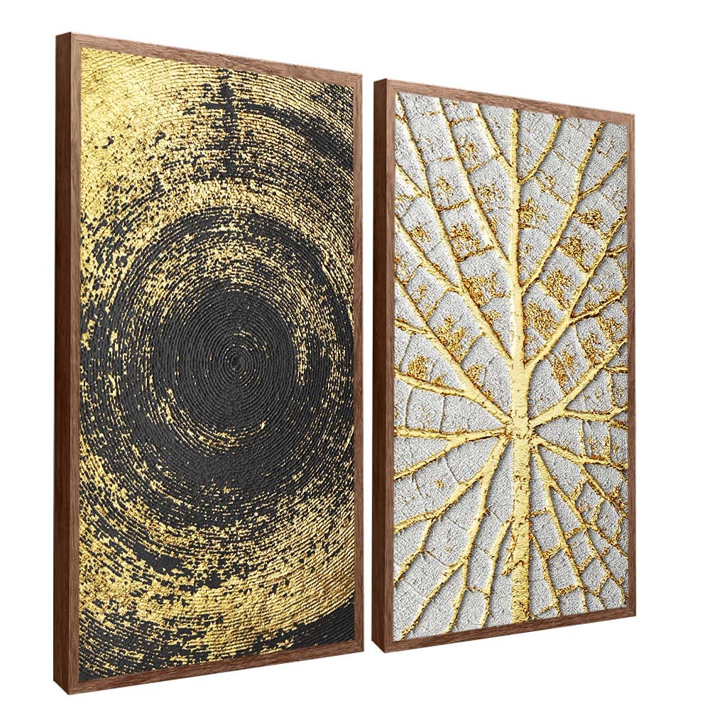 2 Pieces Forms in Gold Canvas