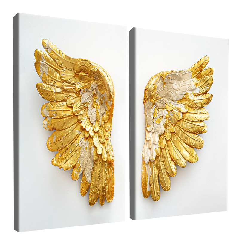 2 Pieces Golden Wings Canvas V1390