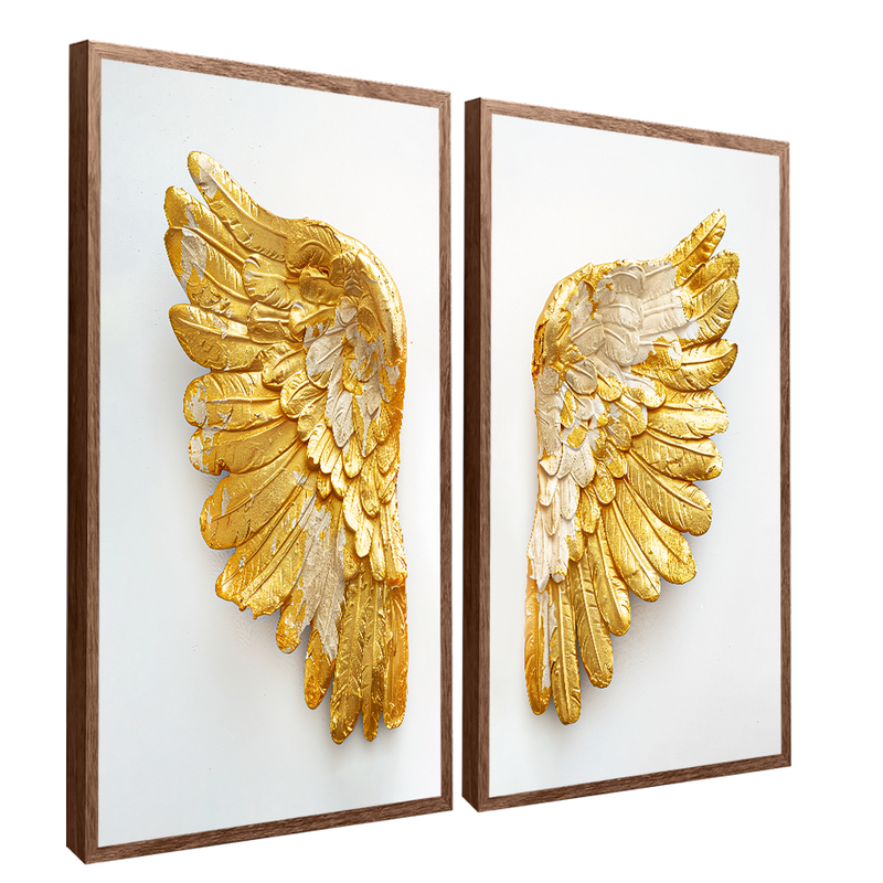 2 Pieces Golden Wings Canvas V1390