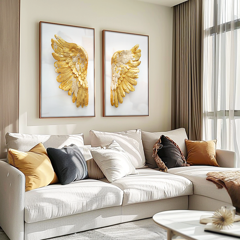 2 Pieces Golden Wings Canvas V1390