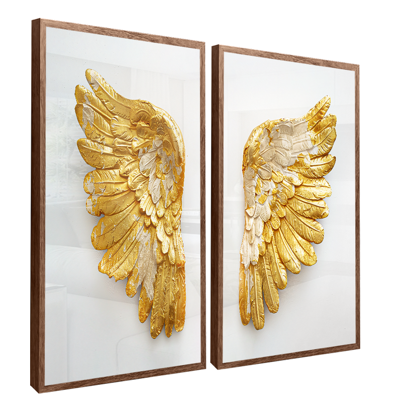 2 Pieces Golden Wings Canvas V1390