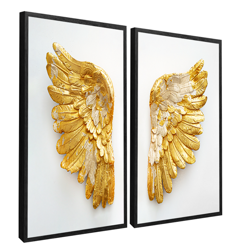 2 Pieces Golden Wings Canvas V1390