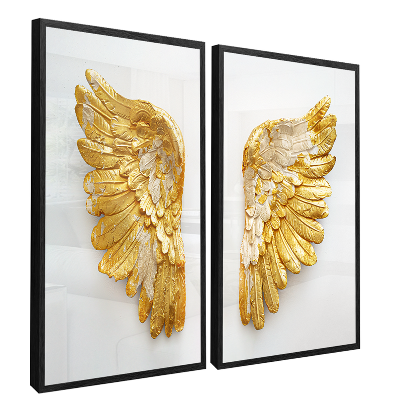 2 Pieces Golden Wings Canvas V1390