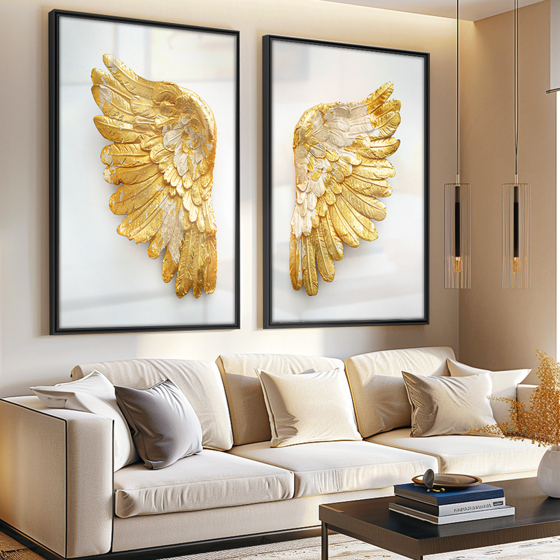 2 Pieces Golden Wings Canvas V1390