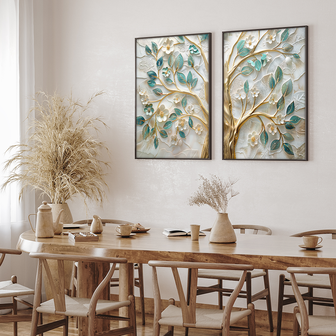 2 Pieces Golden Tree V1399 Canvas