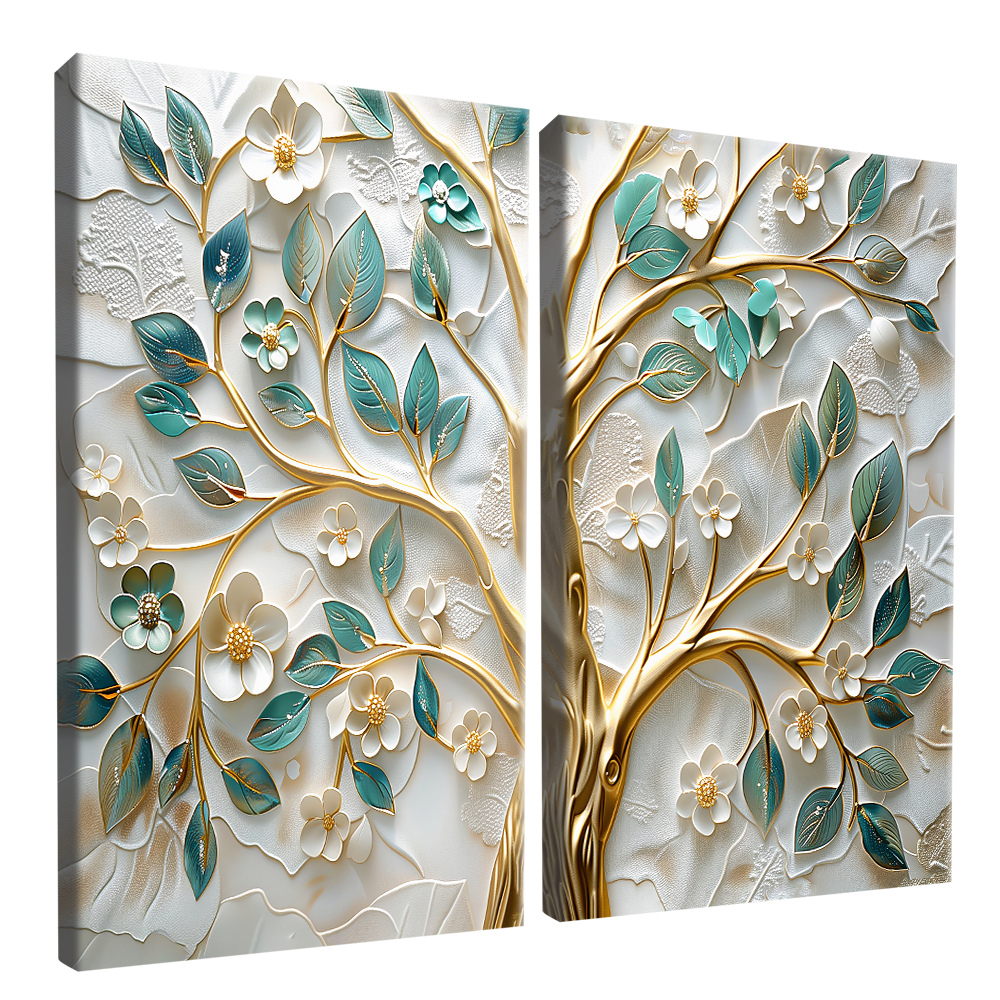 2 Pieces Golden Tree V1399 Canvas