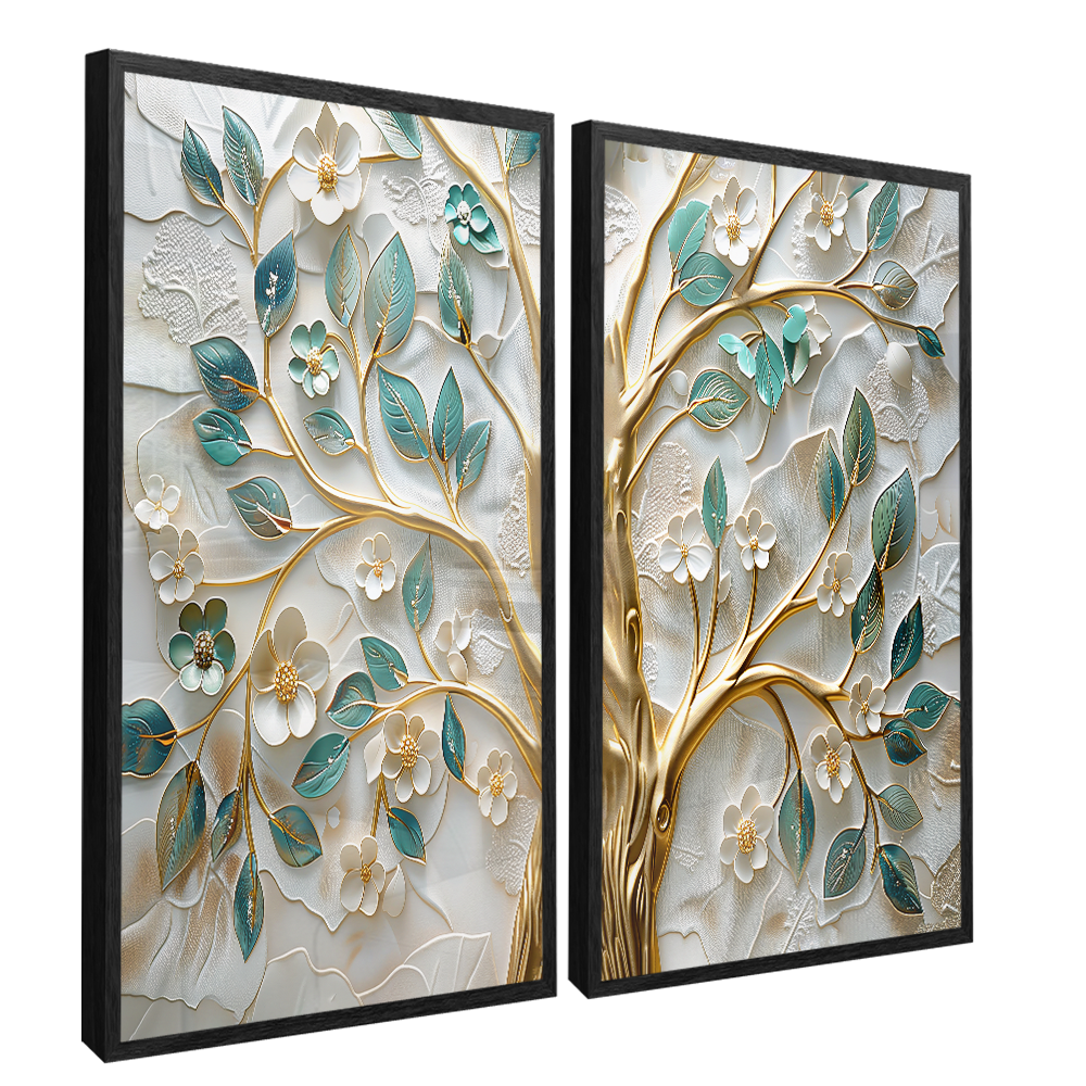 2 Pieces Golden Tree V1399 Canvas