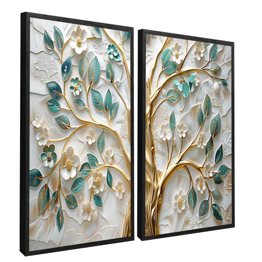 2 Pieces Golden Tree V1399 Canvas