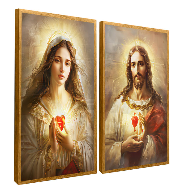 2 Pieces Jesus Christ And Mary Canvas V1492