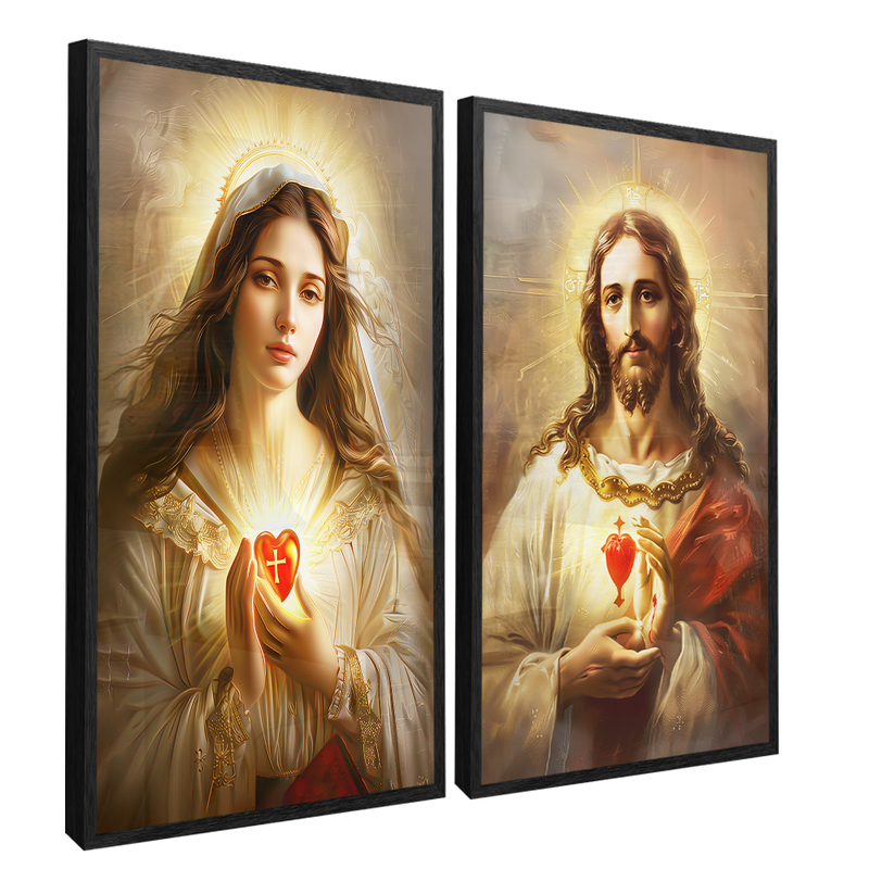 2 Pieces Jesus Christ And Mary Canvas V1492