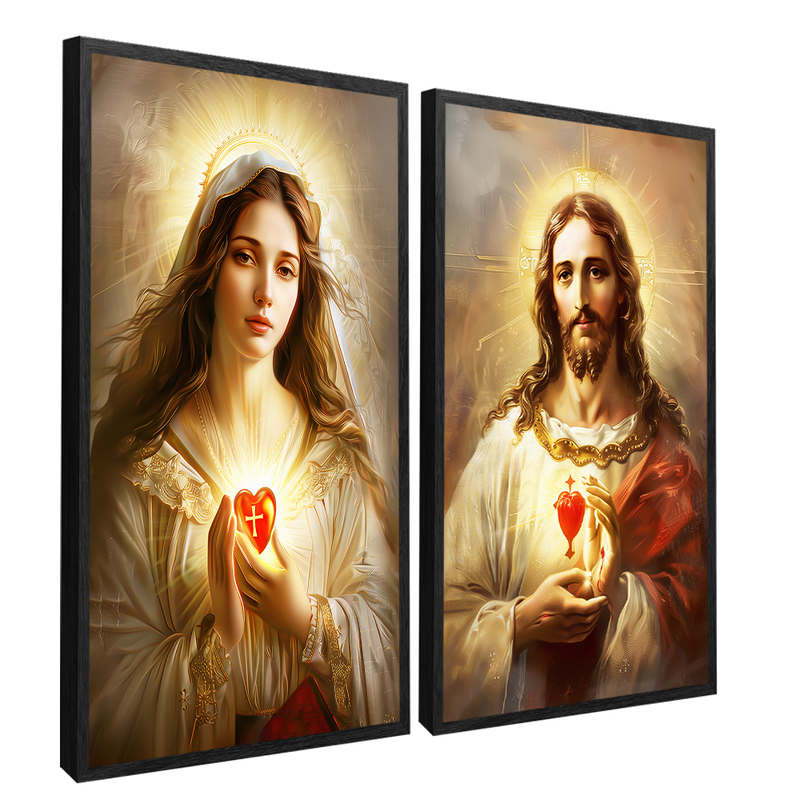 2 Pieces Jesus Christ And Mary Canvas V1492